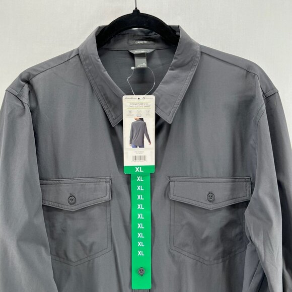 Eddie Bauer Departure 2.0 Long-Sleeve Shirt Women XL Roll Tab Button Up Charcoal - Picture 5 of 14